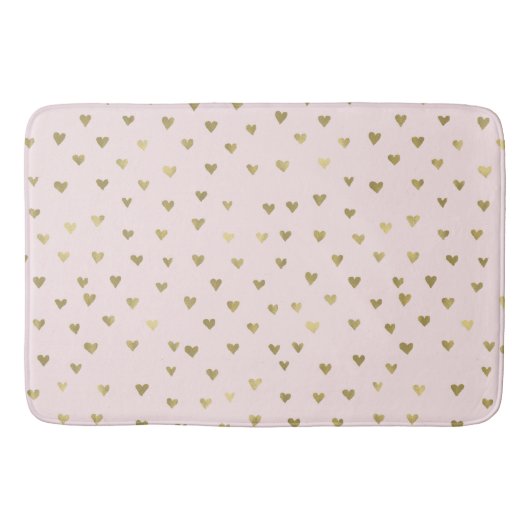 Tapis De Bain Coeurs dorés rose (Devant)