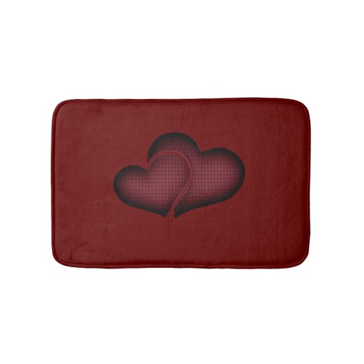 Tapis De Bain Cœurs Duo Rouge Hachuré (Devant)