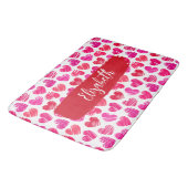 Tapis De Bain Coeurs griffés rouges et roses modernes Valentine  (Angle)