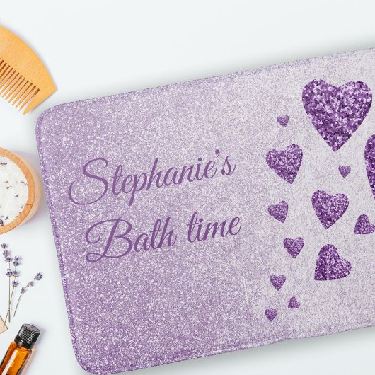Tapis De Bain Coeurs pétillants violet parties scintillant lavan