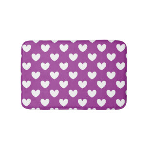 Tapis De Bain Coeurs polka blanc sur Cactus violet Fleur violet
