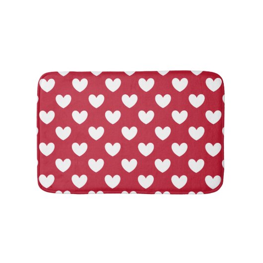 Tapis De Bain Coeurs polka blancs et rouges (Devant)