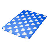 Tapis De Bain Coeurs polka blancs sur bleu (Angle)
