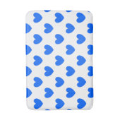 Tapis De Bain Coeurs polka bleu sur blanc (Devant (Vertical))