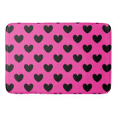 Tapis De Bain Coeurs polka noirs sur rose fuchsia (Devant)