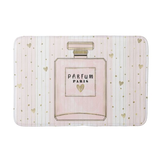 Tapis De Bain Coeurs rose et or Paris Parfum Chic Mode (Devant)
