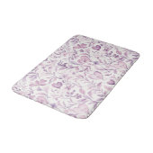 Tapis De Bain Cœurs roses feuilles violettes (Angle)