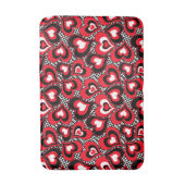 Tapis De Bain Coeurs, rouge, noir, blanc, Saint Valentin. (Devant (Vertical))