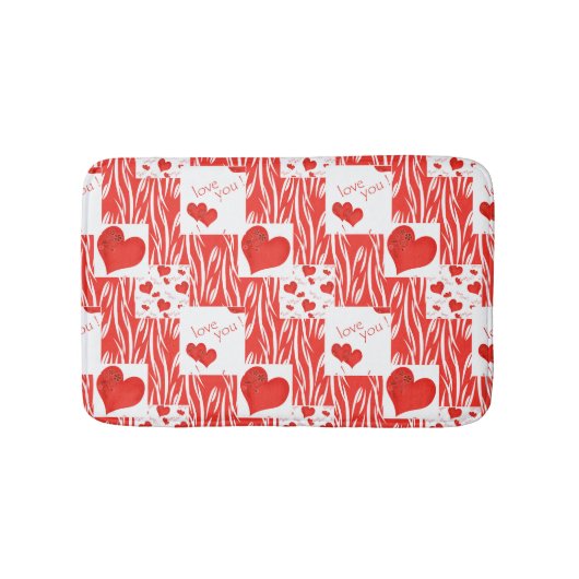 Tapis De Bain Coeurs rouges, amour. (Devant)