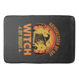 Tapis De Bain Coiffeur de jour sorcière de nuit Design Halloween