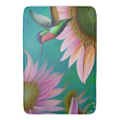 Tapis De Bain Colibri et tournesol rose (devant Vertical)