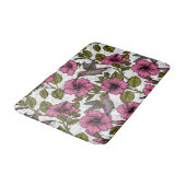 Tapis De Bain Colibris et fleurs d'hibiscus roses (Angle)