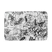 Tapis De Bain Collage Abstrait de graffiti noir et blanc (Devant)