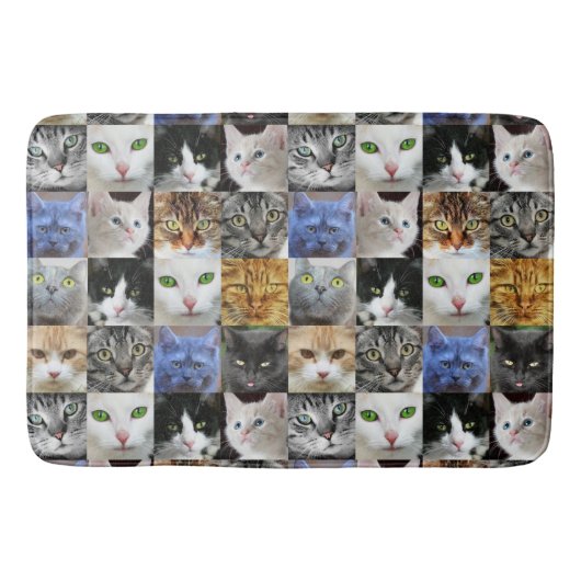 Tapis de bain collage de chats aux visages de chat (Devant)