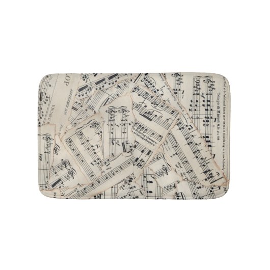 Tapis De Bain Collage vintage papier de musique (Devant)