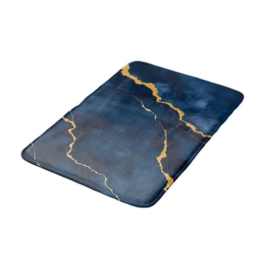 Tapis De Bain Collection de marbre bleu marine tendance (Angle)