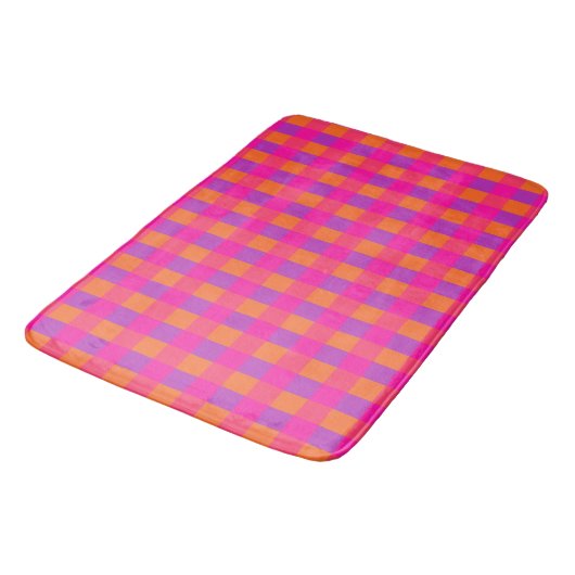 Tapis De Bain Collection islamique, Chèque rose orange violet (Angle)