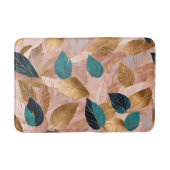 Tapis De Bain Collection moderne de Feuilles Boho en or rose vif (Devant)
