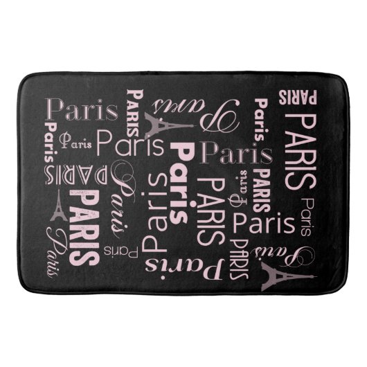 Tapis De Bain Collection Paris noir et rose Paris imprimé (Devant)