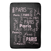 Tapis De Bain Collection Paris noir et rose Paris imprimé (devant Vertical)