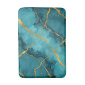 Tapis De Bain Collection tendance en marbre bleu turquoise (Devant (Vertical))