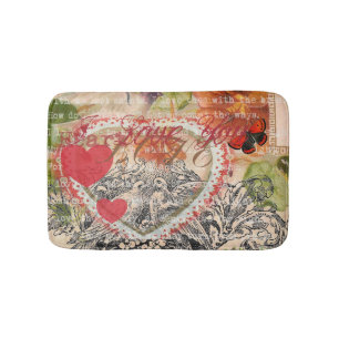 Tapis De Bain Collezione d'arte cuori di uccelli dell'amore ross
