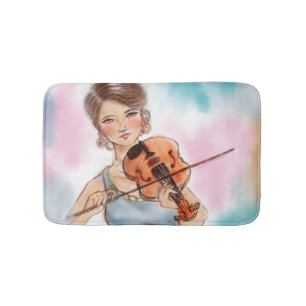 Tapis de bain coloré illustré - Violon