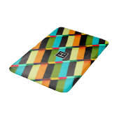 Tapis De Bain Coloré Moderne Rayures Abstraites & Monogramme (Angle)