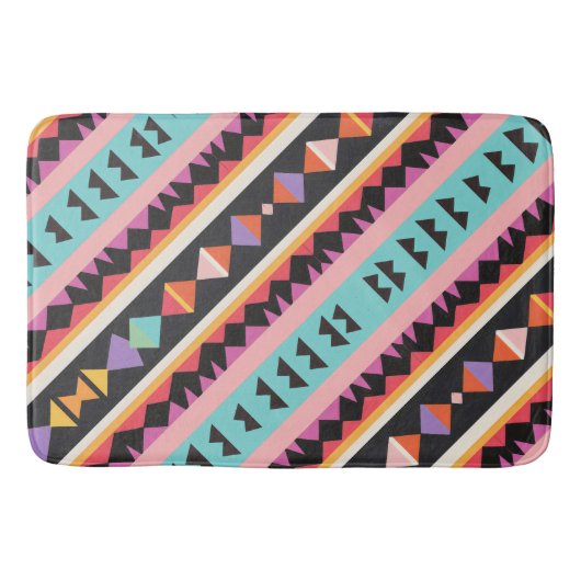 Tapis De Bain Coloré rétro Motif rayé (Devant)