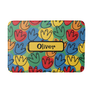 Tapis De Bain Colorful Dinosaur Footprints