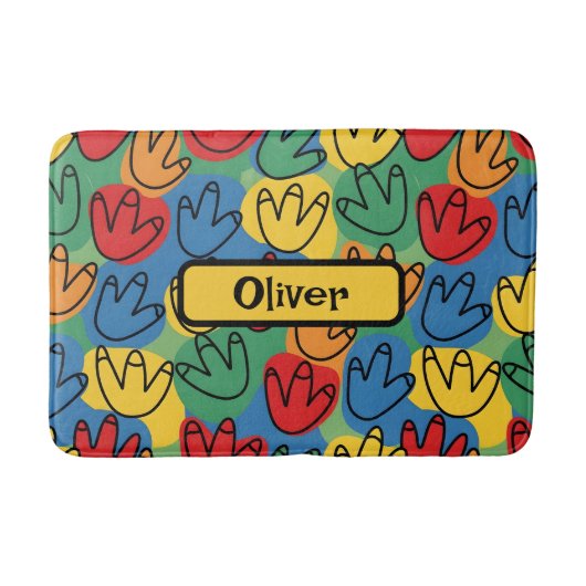 Tapis De Bain Colorful Dinosaur Footprints (Devant)