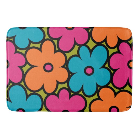 Tapis De Bain Colorful Retro Floral Pattern (Devant)
