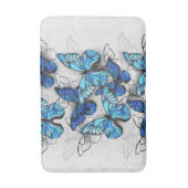 Tapis De Bain Composition des White and Blue Butterflies (Devant (Vertical))