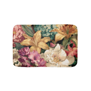 Tapis De Bain Composition florale vintage vibrante