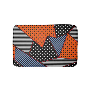 Tapis De Bain Composition géométrique Abstraite : Bleu orange
