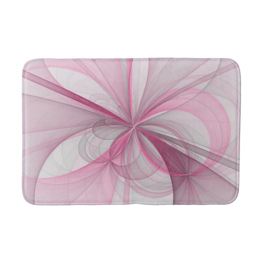 Tapis De Bain Conception Abstraite de fractal rose pâle moderne (Devant)