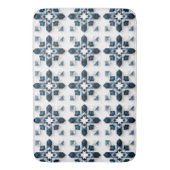 Tapis De Bain Conception Abstraite Géométrique en Bleu et Blanc (devant Vertical)