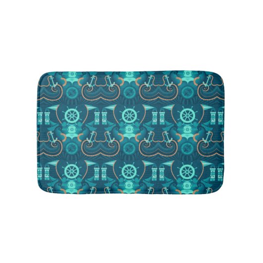 Tapis De Bain Conception bleue nautique (Devant)