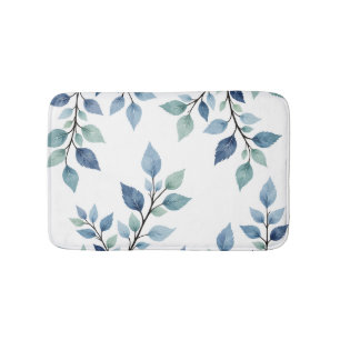 Tapis De Bain Conception botanique de feuilles à l'aquarelle ble