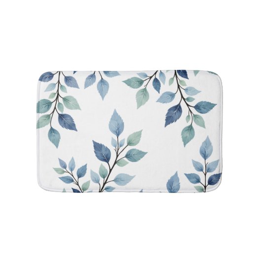 Tapis De Bain Conception botanique de feuilles à l'aquarelle ble (Devant)