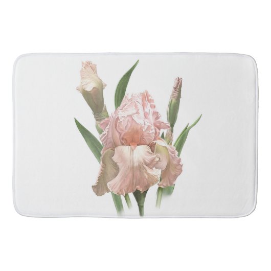 Tapis De Bain Conception botanique de fleur d'iris barbu rose (Devant)