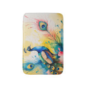Tapis De Bain conception colorée de paon (Devant (Vertical))