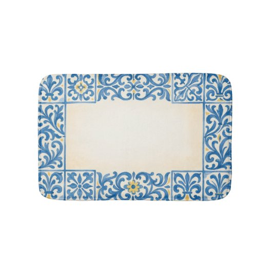 Tapis De Bain Conception d'aquarelle fixe portugaise Azulejo (Devant)