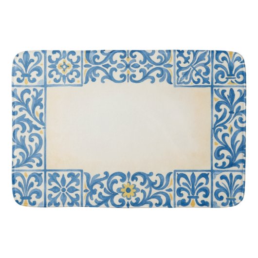 Tapis De Bain Conception d'aquarelle fixe portugaise Azulejo (Devant)
