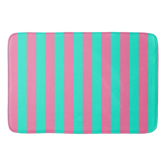 Tapis De Bain Conception de bandes vert menthe rose (Devant)