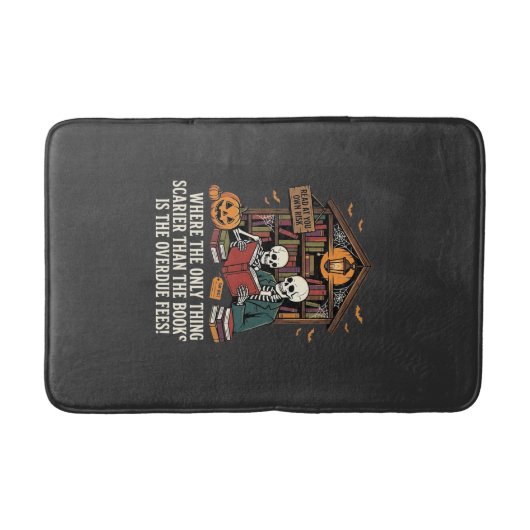 Tapis De Bain Conception de bibliothèque de squelette d'Hallowee (Devant)