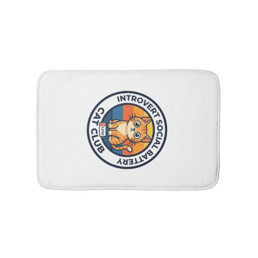 Tapis De Bain Conception de chat de batterie sociale introverti (Devant)