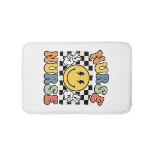Tapis De Bain Conception de chemise à carreaux Smiley d'infirmiè
