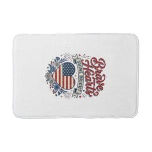 Tapis De Bain Conception de chemise florale vintage patriotique 