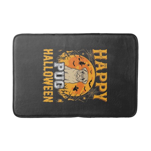 Tapis De Bain Conception de chien effrayant Halloween Pug heureu (Devant)